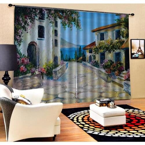 Paint building curtains uxury Blackout 3D Window Curtain For Living Room Bedroom Drapes Cortinas