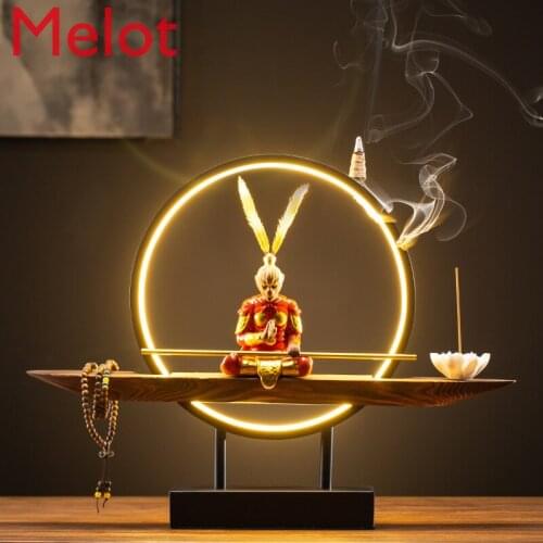 Creative Night Light Tea Decoration Tea Table Tea Room the Monkey King Triumph over the Buddha Lamp Ring Aromatherapy