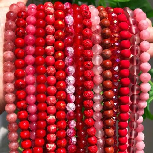 4-12mm Natural Stone Coral Chalcedony Jaspers Jades Agates Crystal Beads Round Loose Minerals Beads For Jewelry Making Supplies