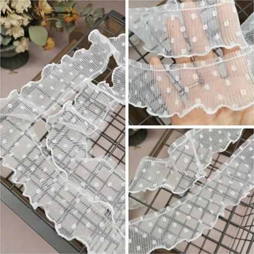 2Yards Lace Fabric Dolls Trimming For Wedding Dress Diy Handmade Materials Mesh Laces Trimming Needlwork Craft 45mm Width