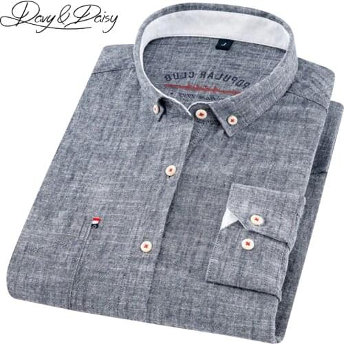 2020 High Quality Men Shirt Long Sleeve Cotton And Linen Turn-Down Collar Dress Solid Casual Shirt Men Camisas Brand DS-240