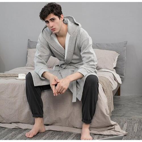 Men Warm Fleece Kimono Robes Couples Loose Dresses Casual Comfortable Hotel Long Robe Trendy Hooded Bathrobe Pockets With Belt
