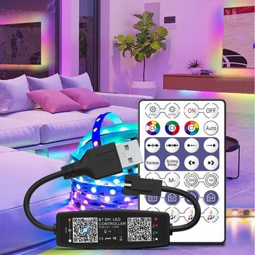 Bluetooth-compatible WS2812B WS2811 SPI Music remote Controller USB for Pixel LED Strip Light ws2811 WS2812 Smart Phone 5-24V