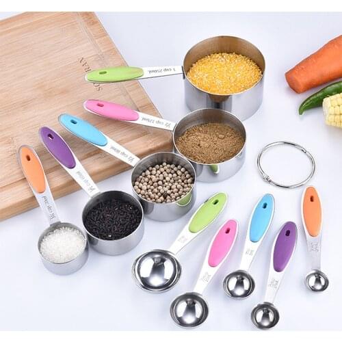 Set Baking Measuring Spoon Measuring Cup With Scale Stainless Steel Measuring Cup Spoon Coffee Kitchen Measuring Tool