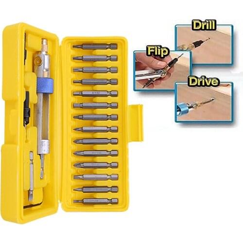 20Pcs Half Time Drill Multi Screwdriver Sets High Speed Steel 16 Different Kinds Head Countersink Bits Allen Wrench Screwdriver