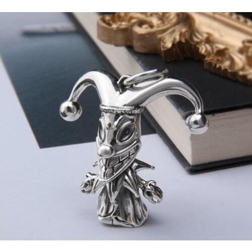 New real S925 Sterling Silver Dark Circus Clown Pendant Personality Fashion Man and Woman Pendants