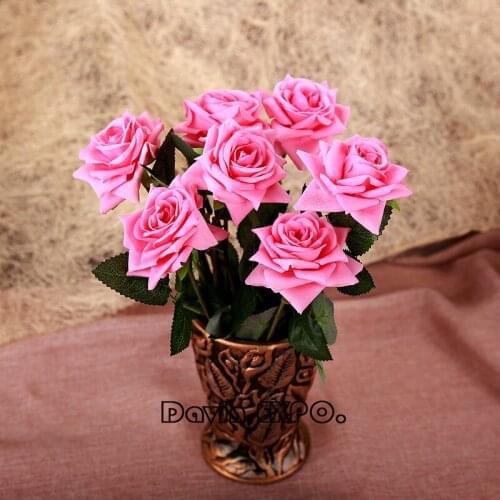 New 6Pcs Big Artificial Rose Flannelette Flower Bouquet Decorative Flowers for Wedding Home DIY Decoration fake flowers