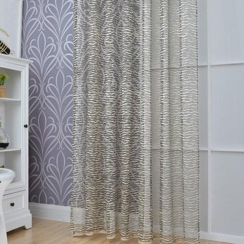 Cortina New Mesh For Bedroom Hollow Tulle For Window Curtains Living Room Drapes Decorative Fabric Home Rideaux Grey Color