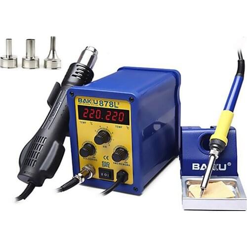 BAKU BK-878L2 led digital Display SMD Brushless Hot Air Rework Station with Soldering Iron and Heat Gun for Cell Phone Repair