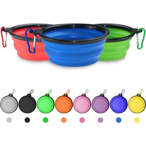 Portable Silicone Dog Travel Bowl Collapsible Pet Dogs Bowls For Traveling Camping Walking Outdoor Feeding Pet Folding Dish Bowl