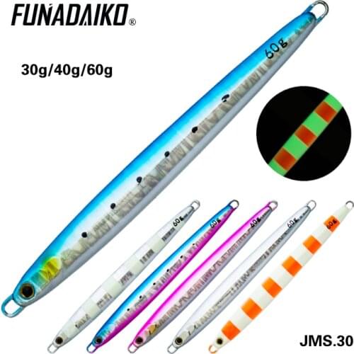 FUNADAIKO 5pcs/lot lead jig artificial baits fishing lure Metal jig Jigging lure slow metal jig slow jig fishing jig 30g 40g