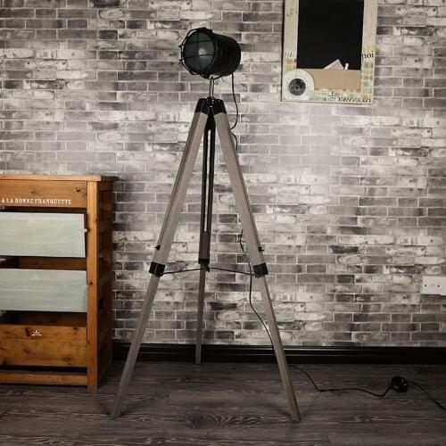 Retro Vintage Loft American Original Wood Metal Led E14 Tripod Floor Lamp For Living Room Bedroom Photo Studio Deco H 139cm 1046