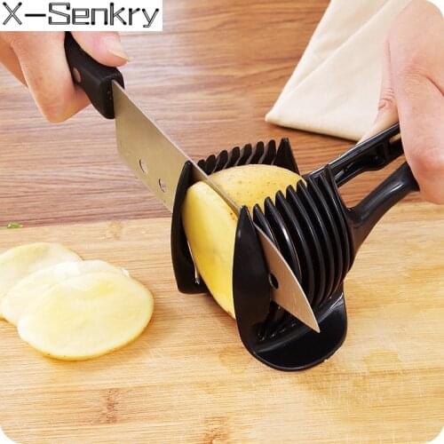 Tomato Slicer ABS Plastic Cutter Slicer Kitchen Gadgets Pomato Lemon Orange Fruit Knife Cake Holder