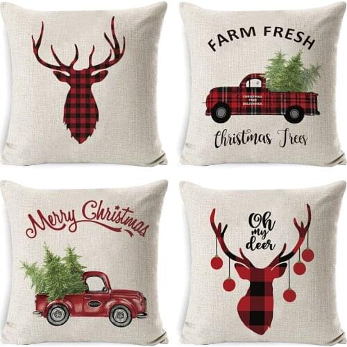 CANIRICA Christmas Pillow Cushion Cover 45x45cm Living Room Christmas Decorations For Home Housse De Cousin Decorative Pillows