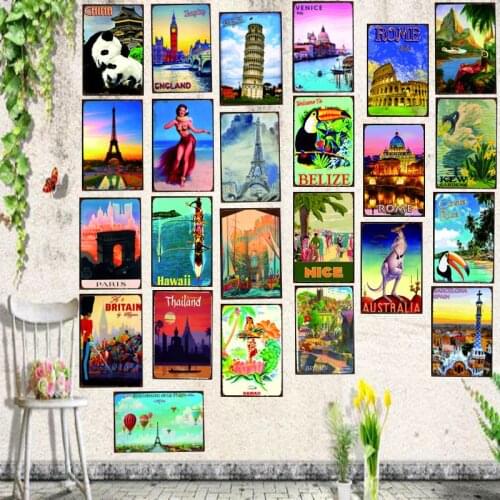 Tourist City Vintage Tin Signs Metal Plate Wall Pub Shop Restaurant Wall Metal Sign Home Retro Art Decor Metal Poster Cuadros