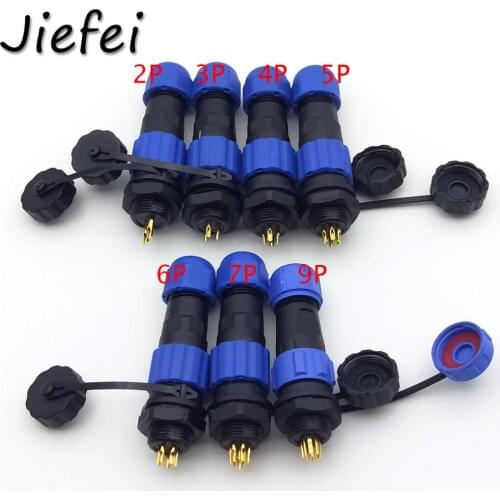4Set SP13 2pin 3pin 4pin 5pin 6pin 7pin 9pin waterproof connector Cable socket Waterproof Aviation plug Coupler docking