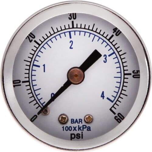 1/8" NPT Air Compressor / Hydraulic Pressure Gauge 0-60 PSI Back Mount 1.5"