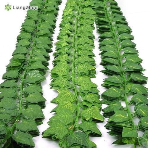 230cm Green Silk Artificial Hanging Ivy leaf Garland Plants Vine leaves 1Pcs DIY For Home Bathroom Decoration Garden Party Decor