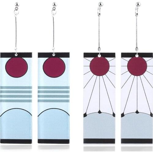 RJ Kimetsu no Yaiba Kamado Tanjirou Earrings Demon Slayer Kamado Nezuko Anime Acrylic Earrings Women Cosplay Custom Prop Jewelry