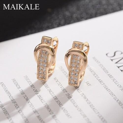 MAIKALE New AAA Cubic Copper Stud Earrings For Women Gold Silver Plated Color Korean Earrings Fashion Jewelry Gift Wholesale