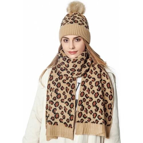 Womens Pom Knit Hat Scarf Set Womens Scarf Beanie Hat Set Thick Winter Infinity Scarf Knit Scarfs for Women
