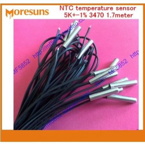 Fast Free Ship 10pcs/lot 5K+-1% 3470 Stainless Steel Shell 5*25 1.7 Meter NTC Temperature Sensor
