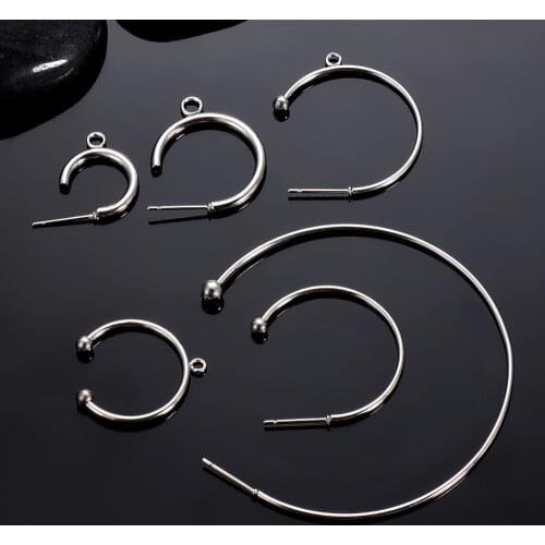 10Pcs Stainless Steel C Shape Hoop Earrings Modern Fashion Jewelry Earrings Bead Ball For Women Gift