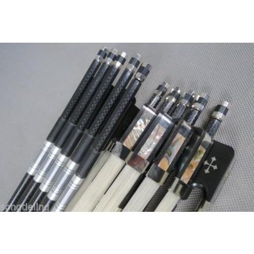 10pcs of best plaid master black Carbon fiber CELLO bow 4/4 #7613