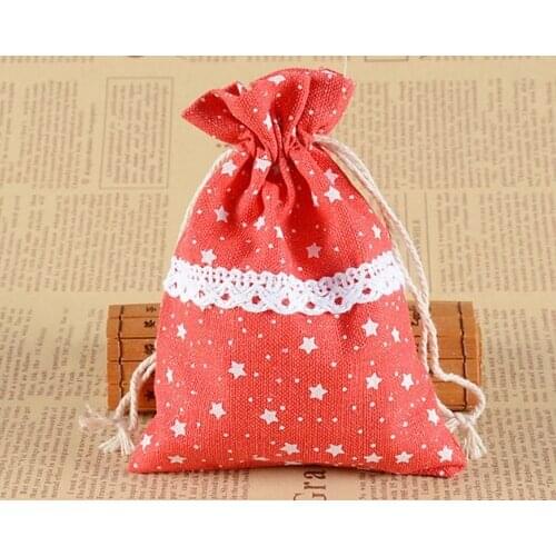 1000pcs/lot 10*14cm STAR Lace Drawstring Gift Bag Cotton Burlap Pouches For Wedding Gift Bag Jewelry Packaging bags