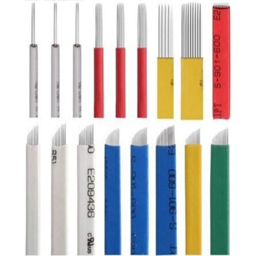 20 Pcs All Colors Fog Plat Permanent Eyebrow Manual Blade Tattoo Needles for Embroidery Microblading Blades by Free Shipping
