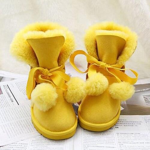 2020 new products 100% natural fur and real sheepskin ladies snow boots with straps winter warm shoes warm wool women boots