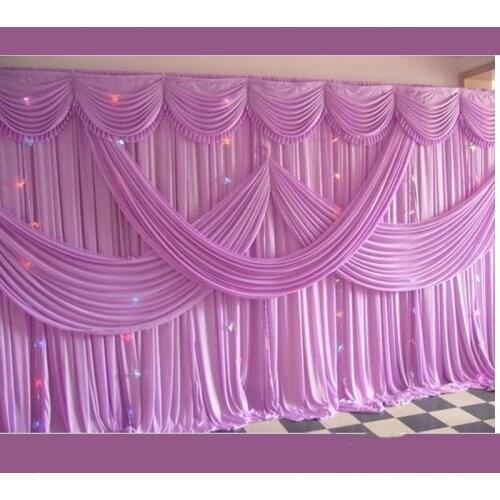 3 m X 6 m (10ft*20ft) fashion birthday party wedding deco ice silk fabric stage with swag props backdrop curtain customized