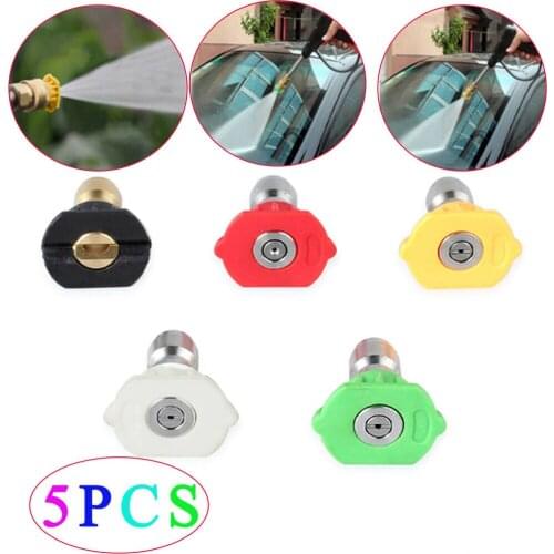 5pcs 1/4" High Pressure Washer Spray Tips Water Gun Nozzles High Power Quick Connect Set Car Washing Accessories Kit