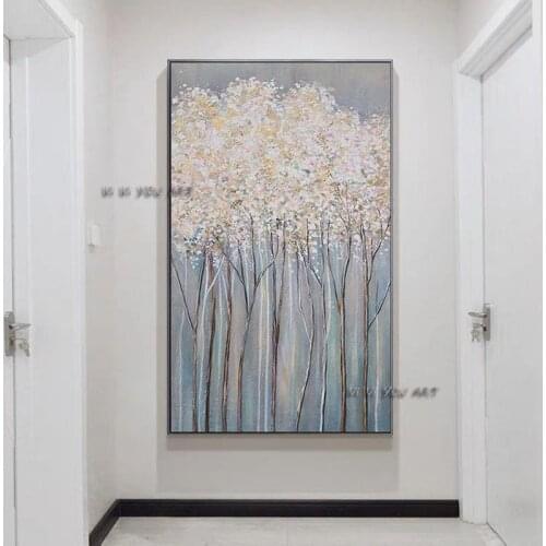 100% Handmade Abstract Oil Painting Large Size Golden Tree Landscape Modern Wall Art Decorative For Living Room