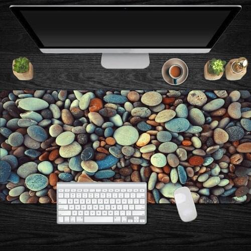 XL Keyboard Pad Custom Large Gaming Mouse Pad Locking Edge Pebble Stone Pattern Computer Table Mat Non-slip Carpet For PC Laptop