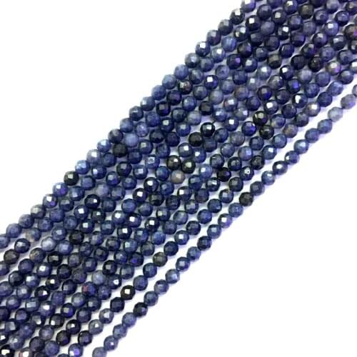 Natural Blue Sapphires Gem Beads Micro Faceted Beads 2mm 3mm 4mm Faceted Gem Spacer Beads,Small Tiny Beads,1string of 15.5"