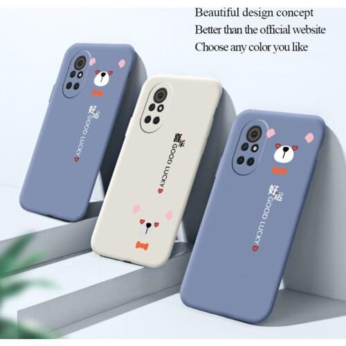 Good Lucky Bear Phone Case For Huawei Nova8 8Pro 8SE Nova 7 7Pro 7SE 6 6se 5 5Pro 5Z 5I 5Ipro 5T 4 4E Liquid Silicone Cover
