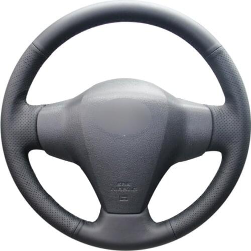 DIY Non-slip Durable Black Natural Leather Car Steering Wheel Cover For Toyota Yaris Vios Rav4 2006 -2009 Scion Xb 2008
