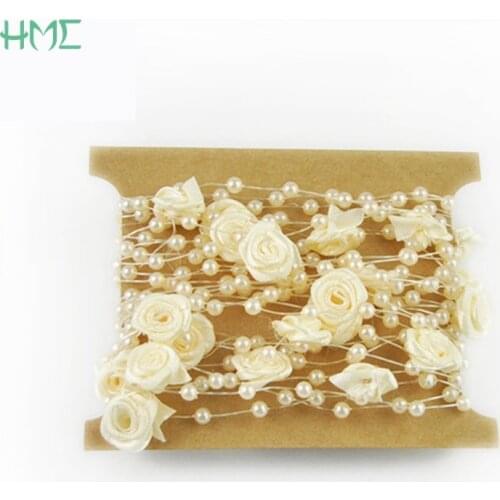 New Arrival Size 4mm 5M/bag Fishing Line Artificial Pearls Beads Chain For Garland Flowers Wedding Party Decoration