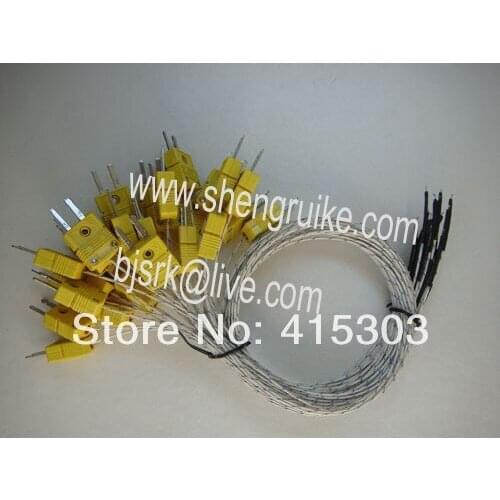 K type Fiberglass Coated thermocouple wth Fiberglass Braid cable