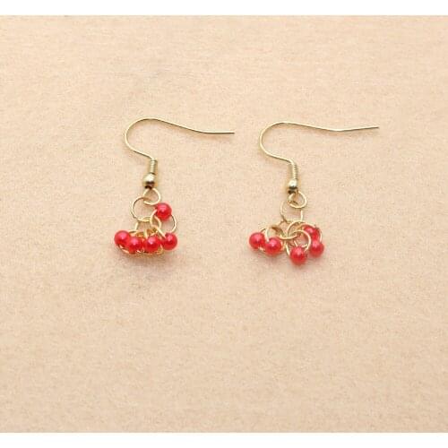 Korean Style 316L Stainless Steel Brief Handwork Beads Women Drop Earrings