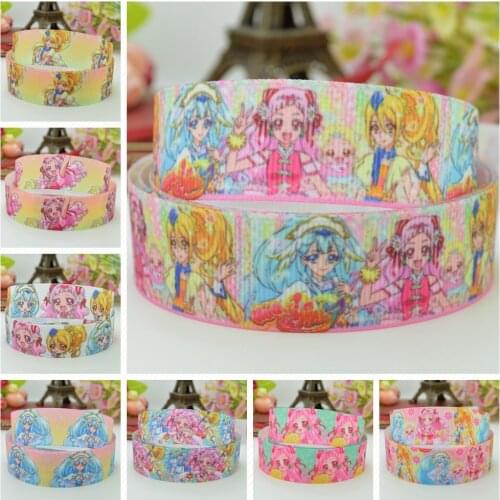 10 Yards 22mm 7/8" Cute Girls cartoon Printed grosgrain ribbon hair bow Headwear DIY hair accessories retail B0929