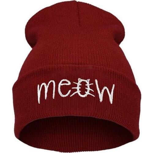 Meow Winter Hat For Women And Men Beanies Diamond Knitted Warm Hip Hop Bad Hair Day Wool Caps Hat Female Skullies Beanies