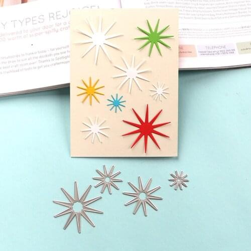 DUOFEN METAL CUTTING DIES 4pcs set flower stamens spark stars stencil DIY Scrapbook Paper Album 2020 new