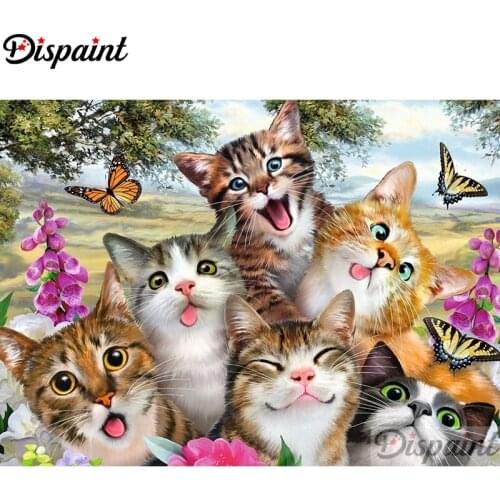 Dispaint Full Square/Round Drill 5D DIY Diamond Painting "Animal cat scenery"3D Embroidery Cross Stitch Home Decor Gift A12000