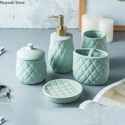 Nordic Creative Ceramic Bathroom Toilet Set Bathroom Decoration Simple Bathroom Lotion Bottle Soap Dish Toothbrush Holder