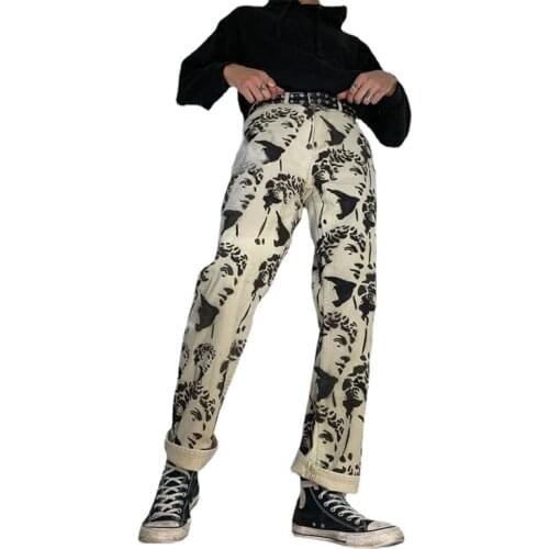 New Jeans Mens Trousers Loose Bleached Washed Straight Tie-dyed Offset Printing Denim Trousers Plus Size Fashion Mens Jeans