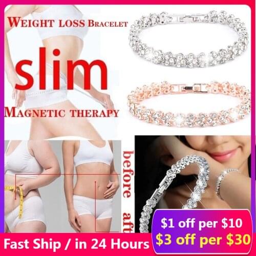New Fashion Womens Crystal Diamond Bracelet Gold and Silver Rose Gold Bracelet Weight Loss Magnetic Therapy Bracelet