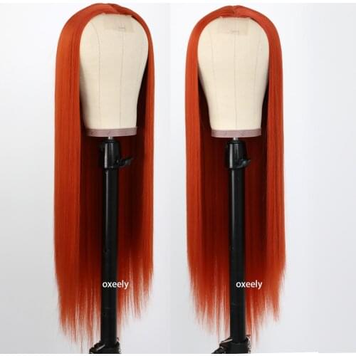 Oxeely Long Straight Hair Ombre Pink/Green/Grey Hair Color Synthetic Lace Wigs Glueless Baby Hair Lace Front Wigs for Women