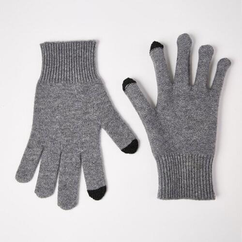 S9303 Autumn Winter Full Finger Warm Mittens Touch Screen Solid-Color Warm Wrist Gloves Women Men Wool Knitted Gloves
